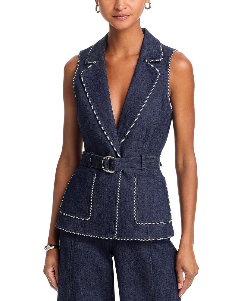 サンク セプト レディース アウター ベスト Cinq Septwisted Trim Andrea Vest Indigo インディゴ