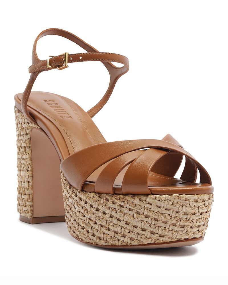 シュッツ レディース シューズ サンダル プラットフォーム SCHUTZ Womens Keefa Raffia Espadrille Platform Sandals Burnt Honey