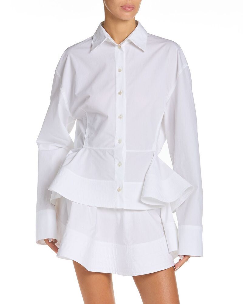 ステラマッカートニー レディース トップス シャツ Stella McCartney Poplin Peplum Shirt Pure White ホワイト