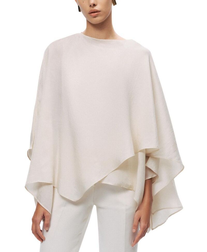ノクチューン レディース トップス シャツ ケープデザイン キャップ ケープ ブラウス NOCTURNE Fluid Cape Blouse Open White ホワイト
