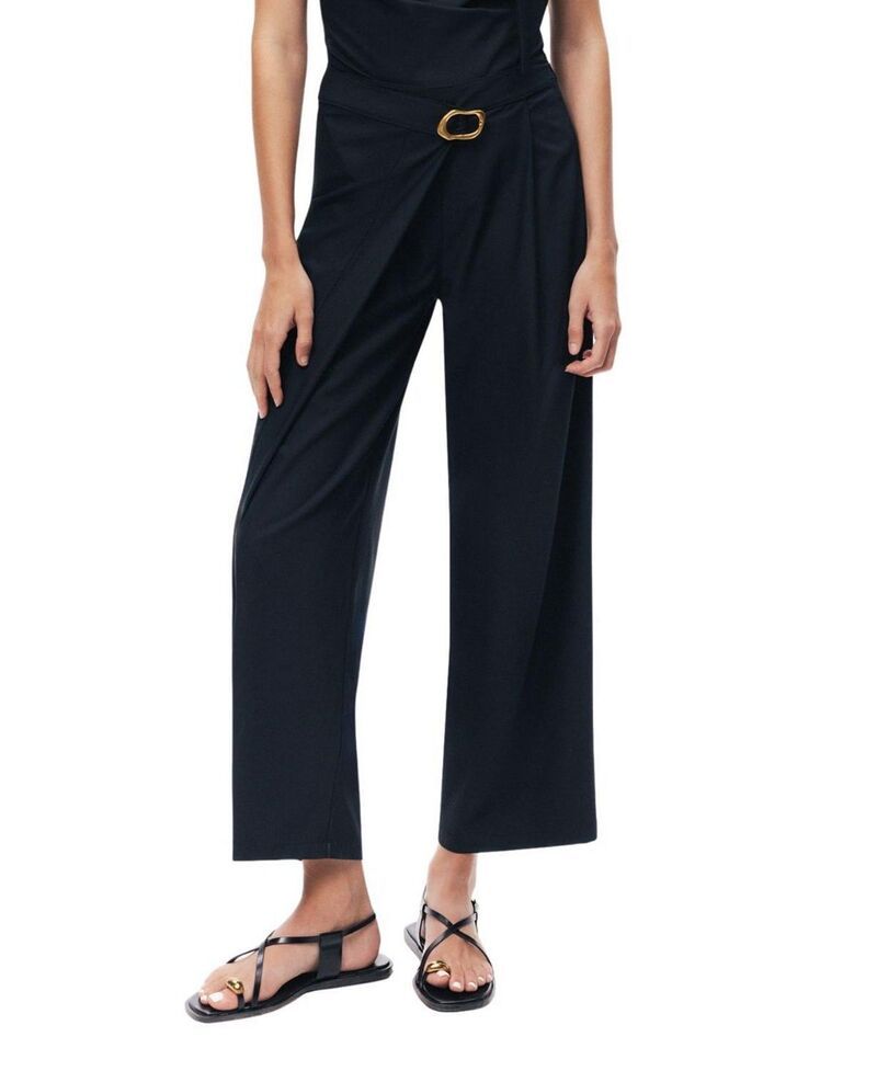 ノクチューン レディース ボトムス カジュアルパンツ アシンメトリー NOCTURNE Asymmetric Buckle Detail Pants Black ブラック