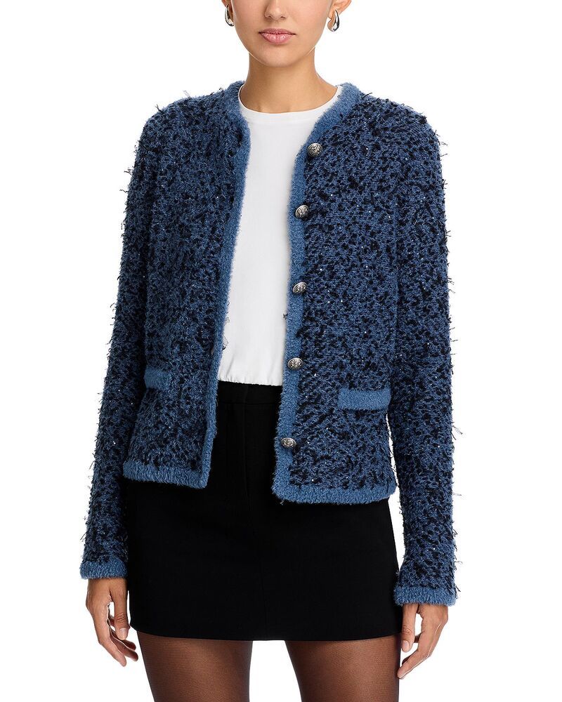 コビーハルペリン レディース アウター ニット・セーター スパンコール Kobi Halperin Torresequin Textured Knit Sweater Blueblack ブラック