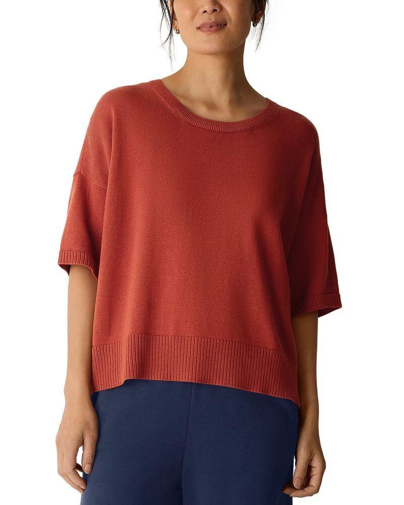 エイリーンフィッシャー レディース アウター ニット・セーター クルーネック Eileen Fisher Crewneck Elbow Sleeve Sweater Burnt Orange オレンジ