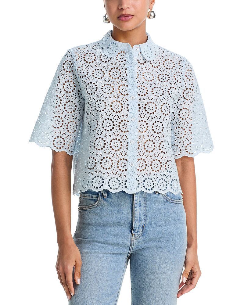 フレーム レディース トップス シャツ ブラウス FRAME The Petal Eyelet Blouse Ice Blue ブルー