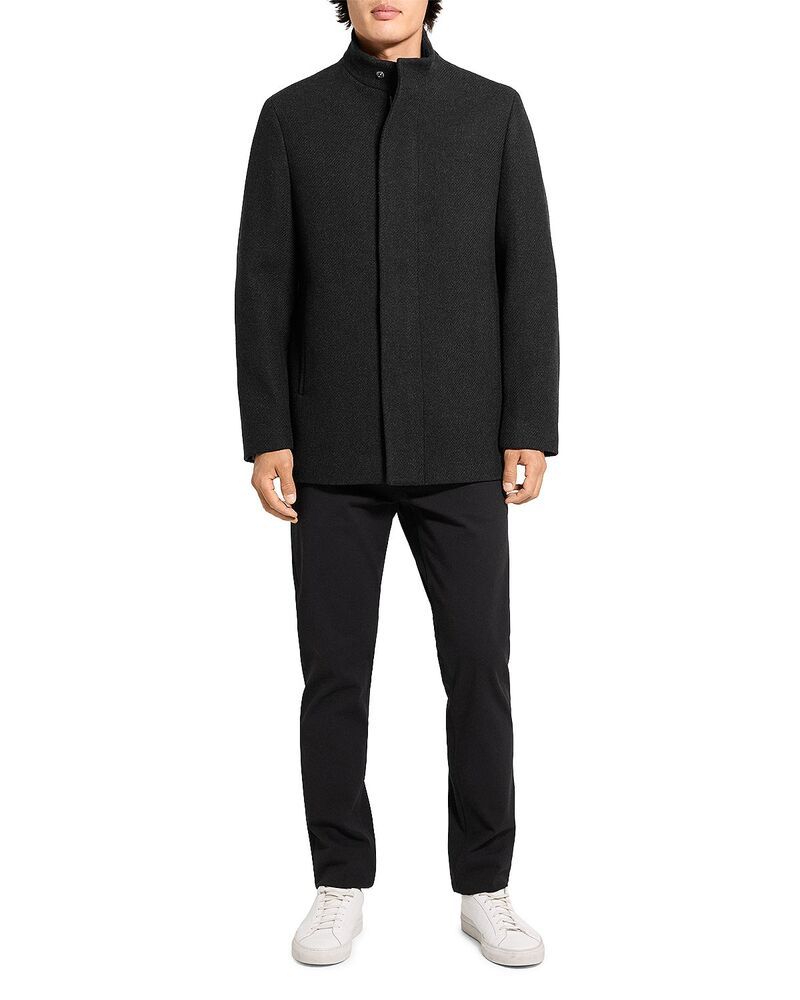 セオリー メンズ アウター コート ウール Theory Clarence Wool Melton Coat Charcoal Melange チャコール