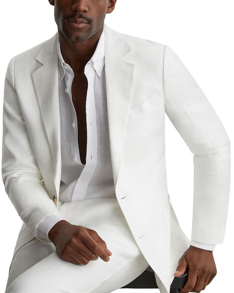 レイス メンズ アウター ジャケット・ブルゾン ブレザー リネン REISS Atlantic Tailored Fit Linen Blazer White ホワイト 77,440円