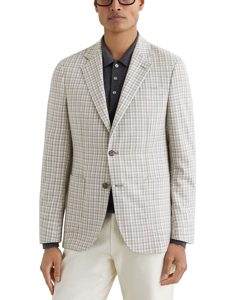 レイス メンズ アウター ジャケット・ブルゾン ブレザー REISS Canty Tailored Fit Houndstooth Blazer Soft Grey グレー