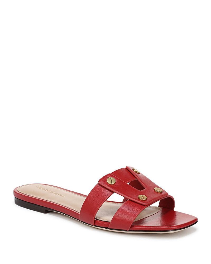 ヴェロニカ ベアード レディース シューズ サンダル レザー Veronica Beard Womens Via Leather Slide Sandals Poppy Red レッド