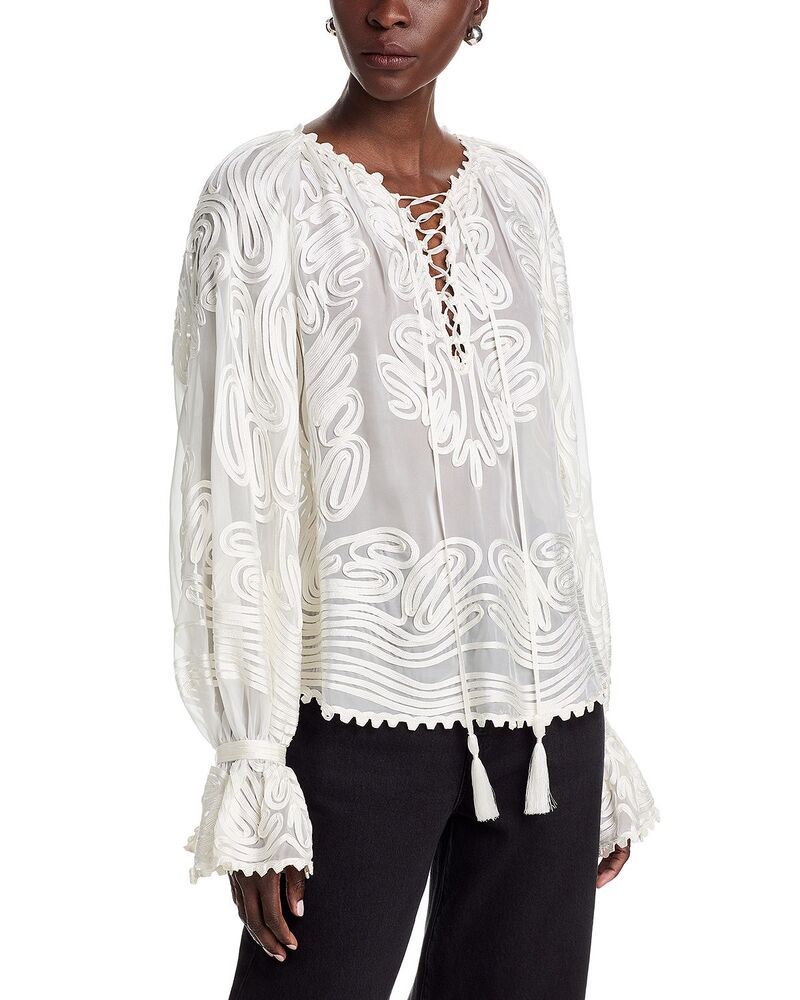 コビーハルペリン レディース トップス シャツ ブラウス レース Kobi Halperin Florence Lace Up Blouse Ivory アイボリー