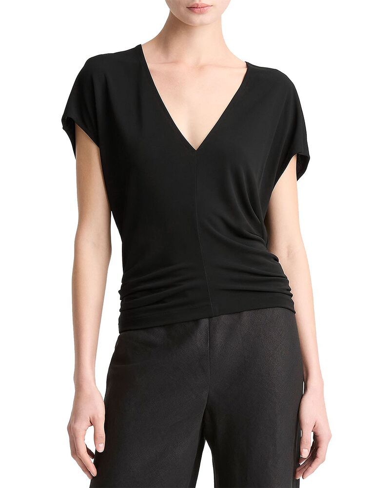 ヴィンス レディース トップス シャツ Vネック Vince Flutter Sleeve V Neck Top Black ブラック