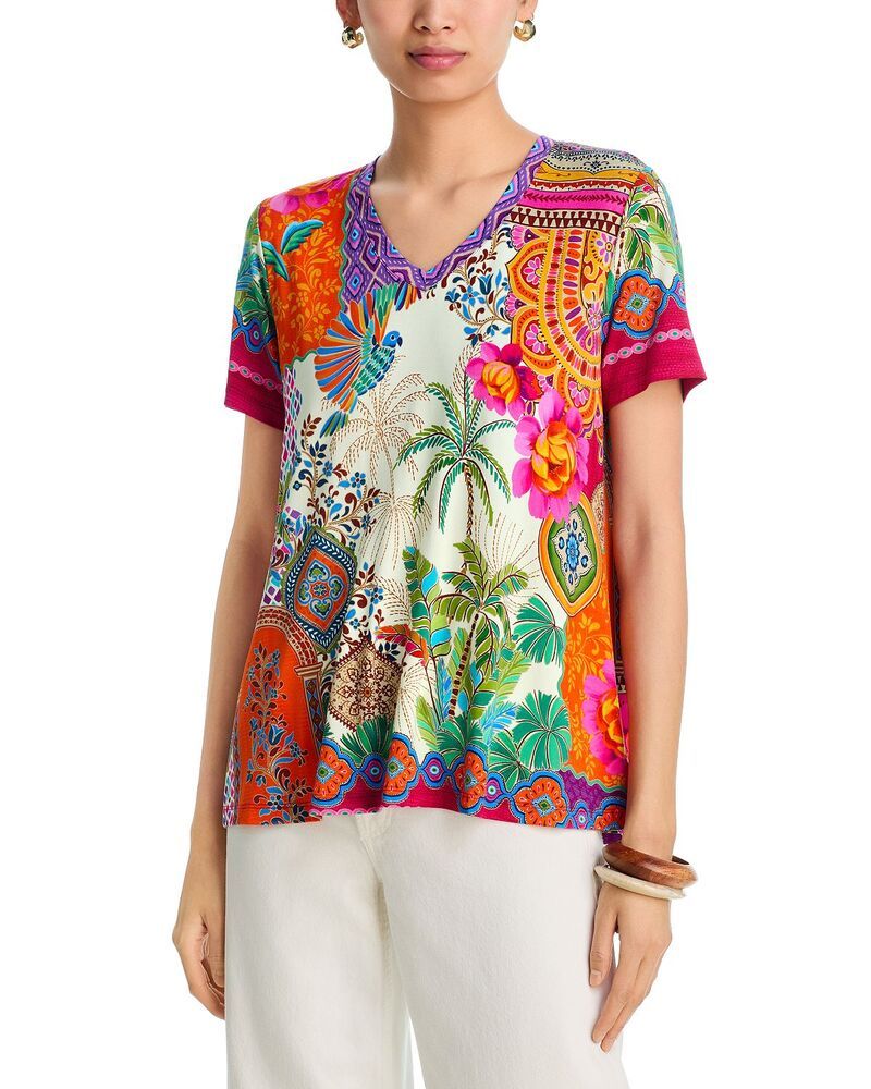 ジョニーワズ レディース トップス Tシャツ Vネック Johnny Was The Janie Favorite Short Sleeve V Neck Swing Tee Avelar