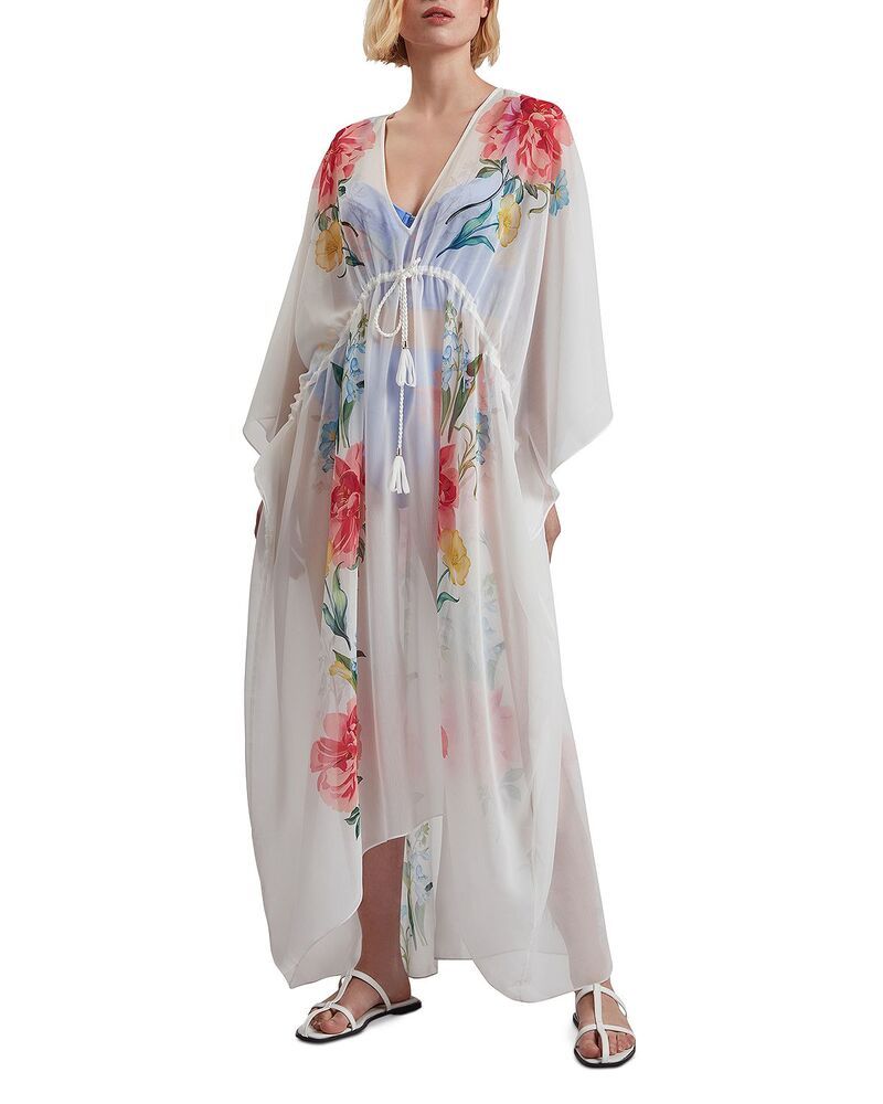 テッドベーカー レディース トップス ワンピース Ted Baker Luusaa Plunging Neck CoverUp Dress White ホワイト