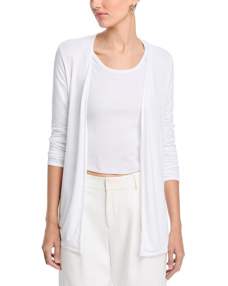 マジェスティック レディース アウター ニット・セーター カーディガン Majestic Filatures Long Sleeve Open Front Cardigan Blanc