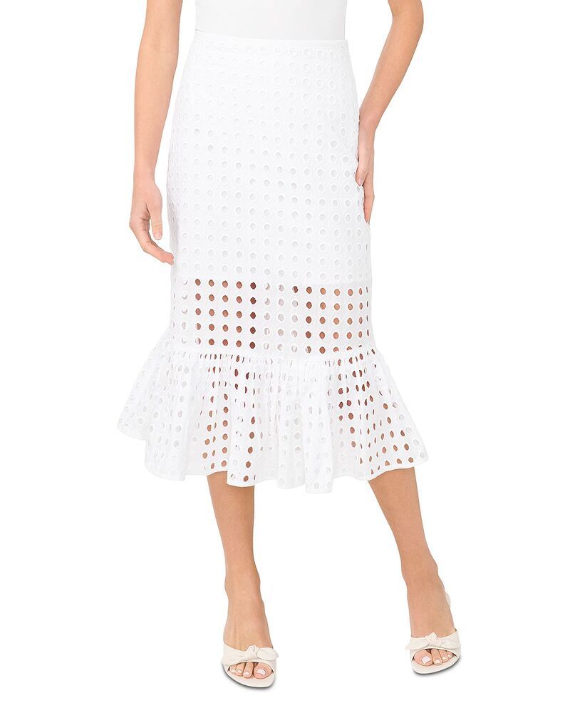 セセ レディース ボトムスカート フリル裾 フリル ミディ CeCeyelet Ruffle Hemidi Skirt Ultra White ホワイト