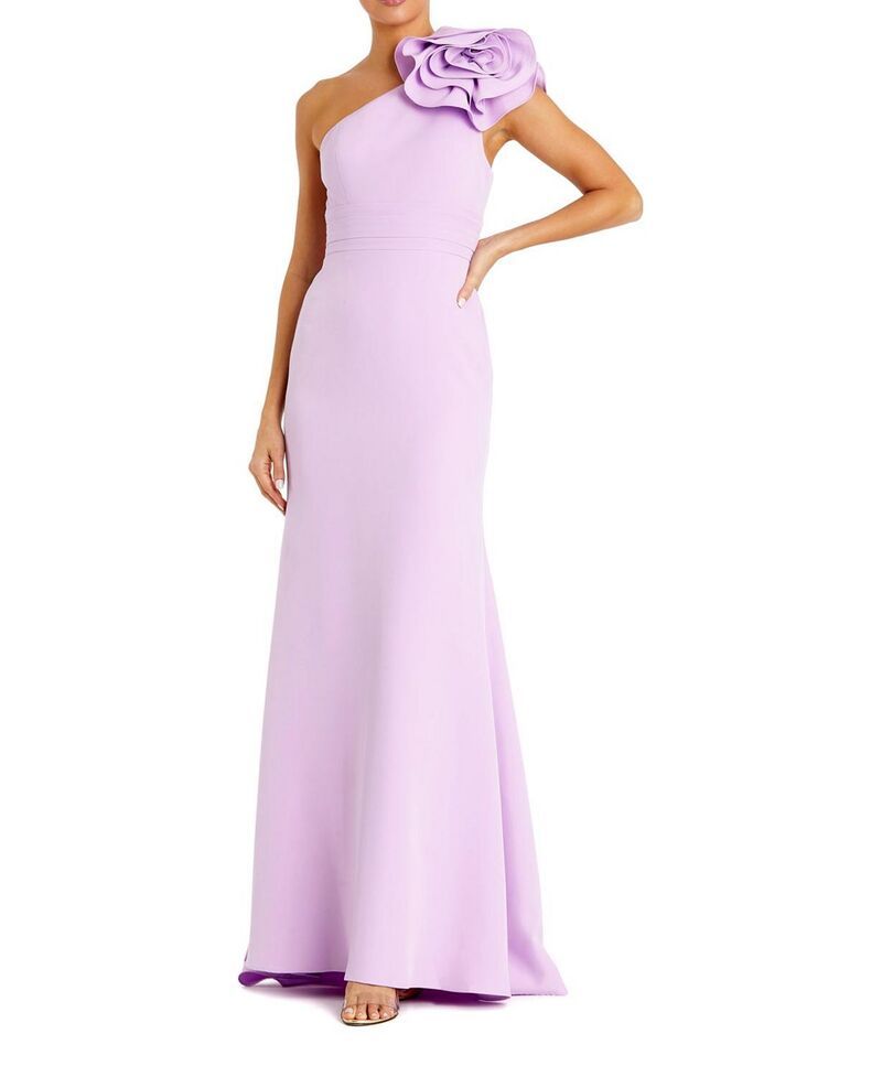 マックダガル レディース トップス ワンピース クレープ Mac Duggal Crepe One Shoulder Gown With 3D Flower Lilac ライラック