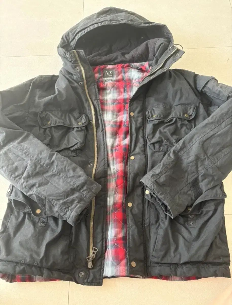 ARMANI EXCHANGE チェック キルティング ジャケット フード アウター