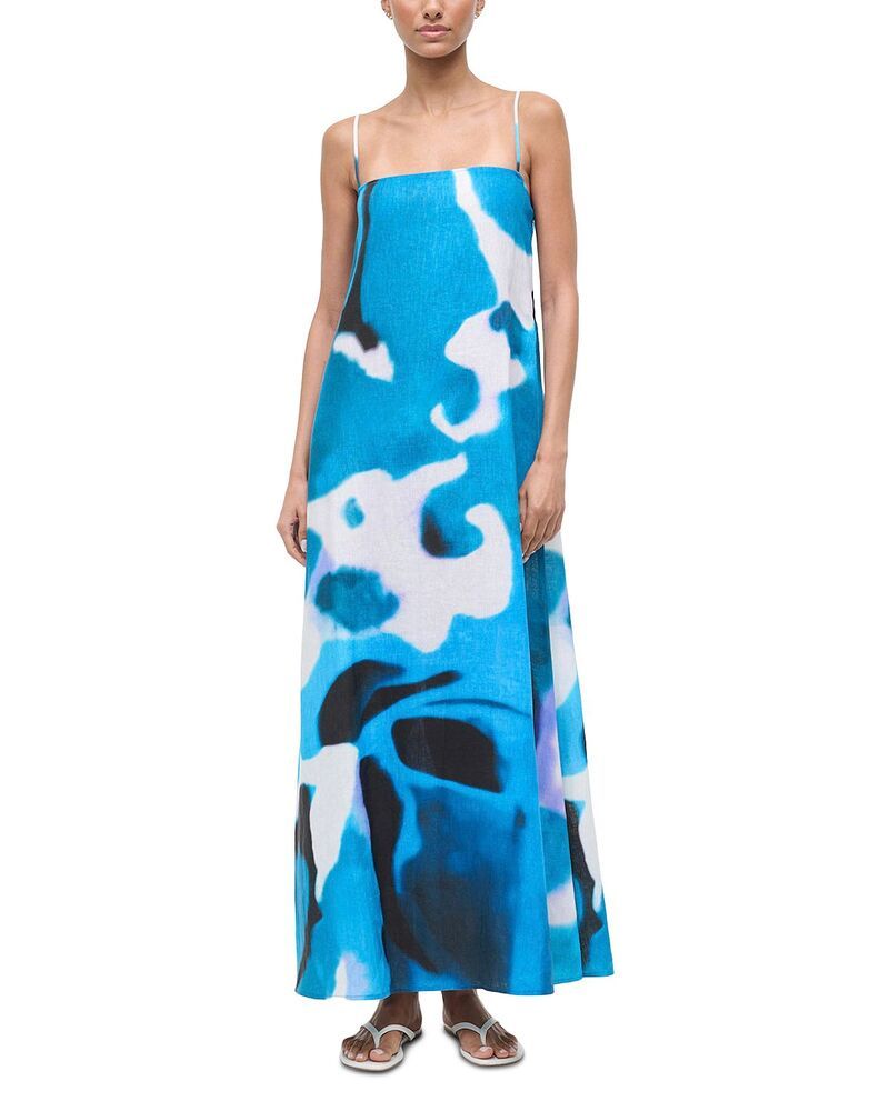 スタウド レディース トップス ワンピース リネン マキシ STAUD Laura Linen Maxi Dress Blue Haze ブルー