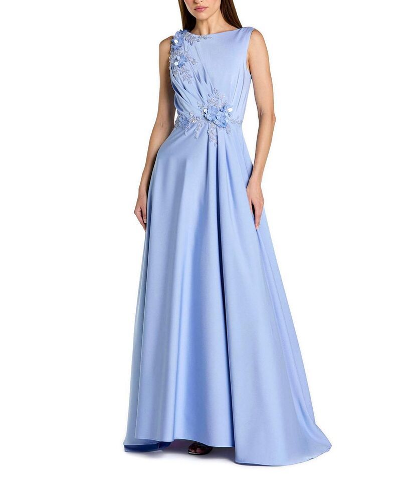マックダガル レディース トップス ワンピース A ライン ノースリーブ Mac Duggal Appliqued Sleeveless A Line Gown Powder Blue ブルー