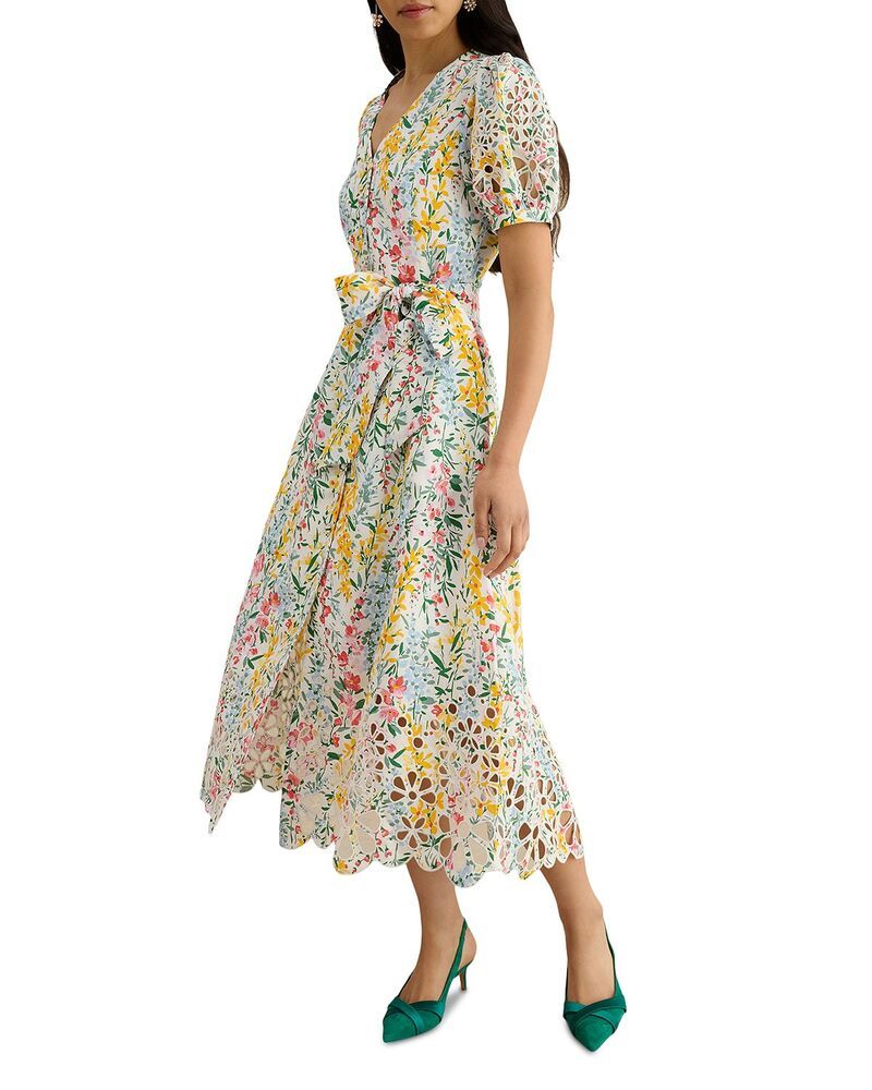 ホッブスロンドン レディース トップス ワンピース プチ HOBBS LONDON Petite Christie Button Front Dress White Multi ホワイト
