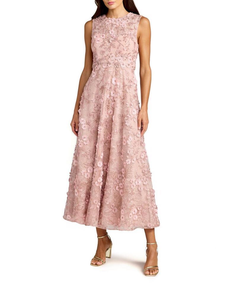 マックダガル レディース トップス ワンピース ハイネック フラワー柄 ミディ 刺繍 フラワー Mac Duggal Floral Embroidered High Neck Midi Dress Rose