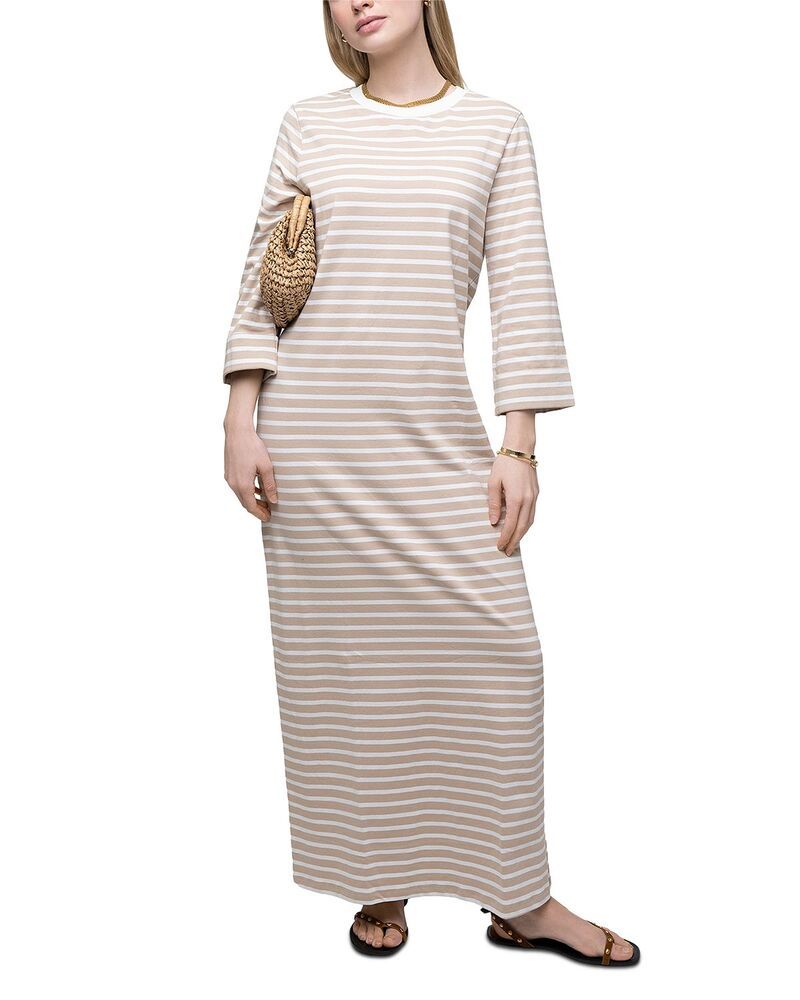 ポイント レディース トップス ワンピース マキシ Point Stripe Maxi Dress Iced Coffee w Cream Stripes クリーム