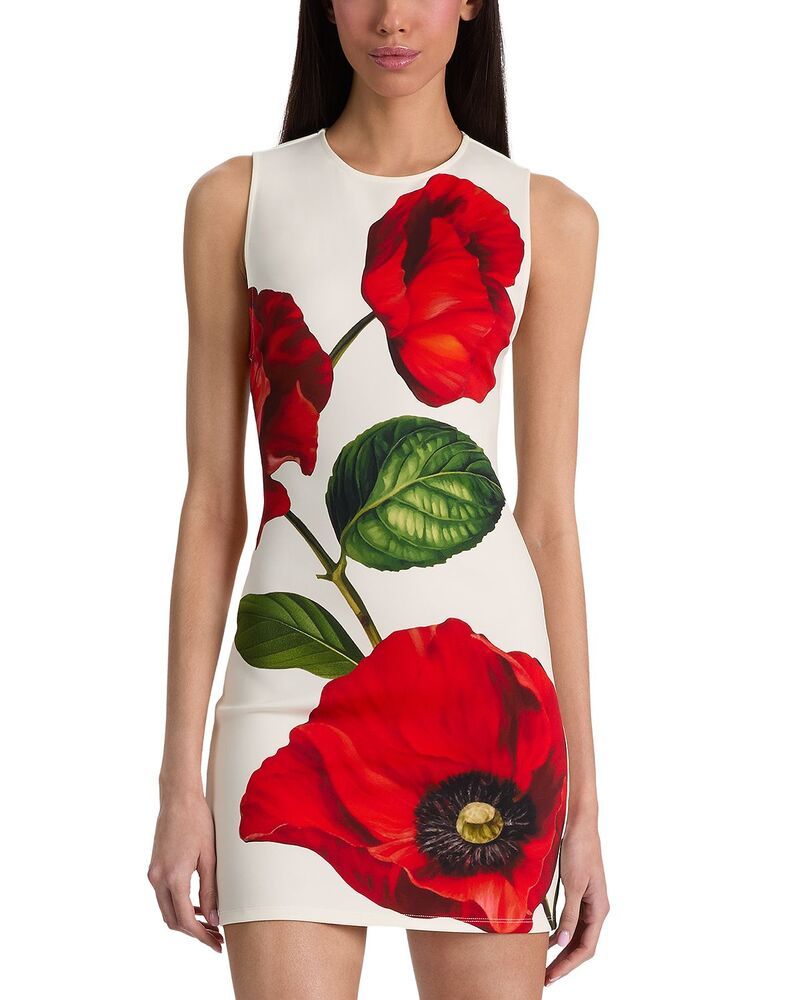 アリスアンドオリビア レディース トップス ワンピース ミニ Alice and Olivia Wynell Fitted Mini Dressummer Poppy
