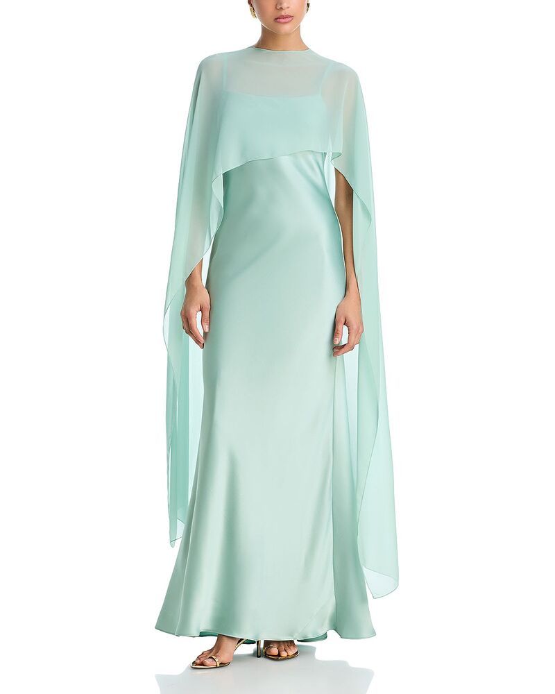 アクア レディース トップス ワンピース シフォン オーバーレイ サテン AQUA Long Satin Dress with Chiffon Overlay Exclusive Sage セージ 54,480円