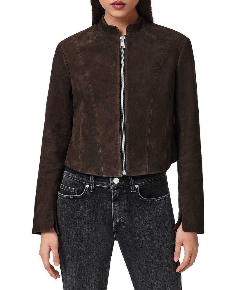 オールセインツ レディース アウター ジャケット・ブルゾン スエード ALLSAINTSadler Suede Jacket Bitter Brown ブラウン