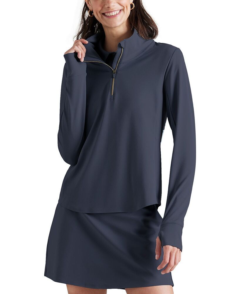 ローヌ レディース トップス シャツ ハーフジップ Rhone Course To Court Quarter Zip Top Navy Blue ネイビー