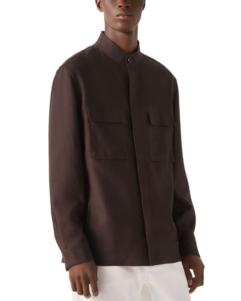 ゼニア メンズ トップス シャツ ZEGNA Oasi Linovershirt Dark Brown ブラウン