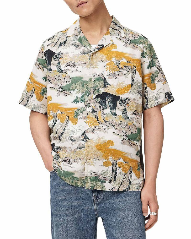 オールセインツ メンズ トップス シャツ キャップ ケープ ALLSAINTS Wader Wildlife Landscape Shirt Off White オフホワイト