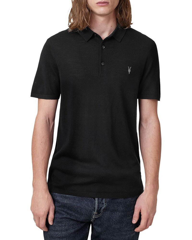 オールセインツ メンズ トップス ポロシャツ ウール ALLSAINTS Mode Merino Wool Polo Shirt Black ブラック 30,420円