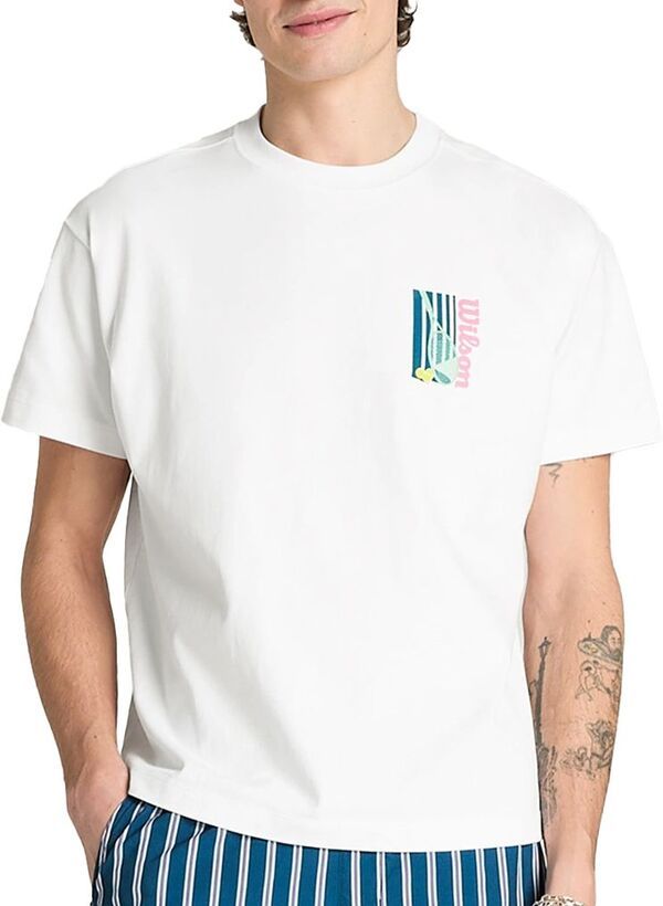 ウィルソン メンズ トップス Tシャツ Wilson Mens Classic Tennis TShirt Bright White ホワイト