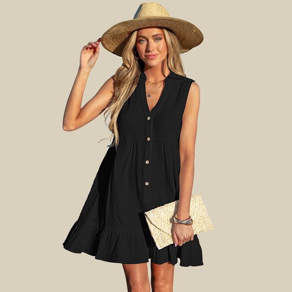 カップシー レディース トップス ワンピース フリル裾 フリル Cupshe Womens Ruffle Hem Coverup Dress Black ブラック