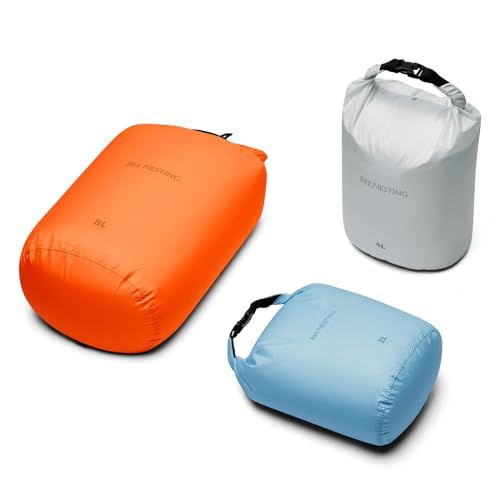 Bee Nestingバックパッキング用超軽量ドライバッグセット、スタッフバッグ 登山 スタッフバッグキャンプ、ハイキング、ボート遊び ，カヤック用の防水ドライバック、3パックの軽量スタッフサックセット 防水バッグ 防災バッグ★ 9038b81f