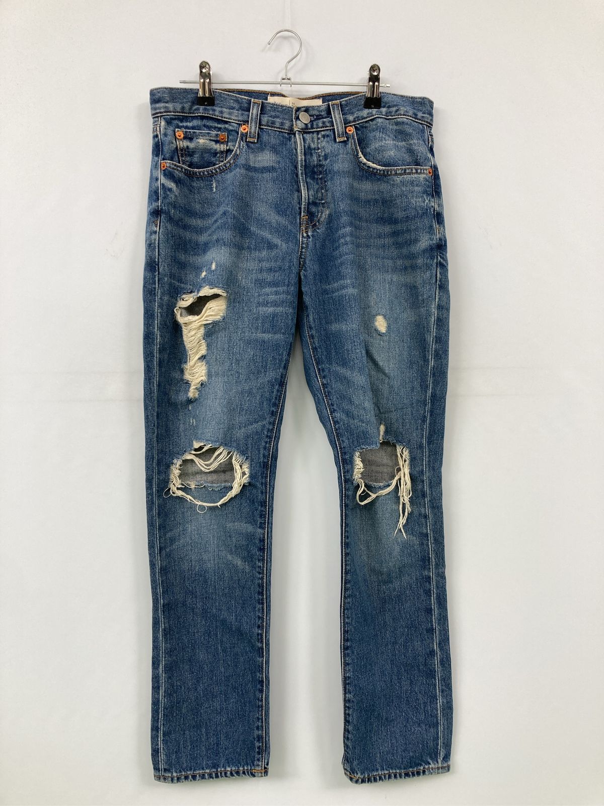 GAP ギャップ デニムパンツ 26 ブルー フルレングス 無地 ストレート スキニー・タイト レギュラー クラッシュ・ダメージ ヴィンテージ