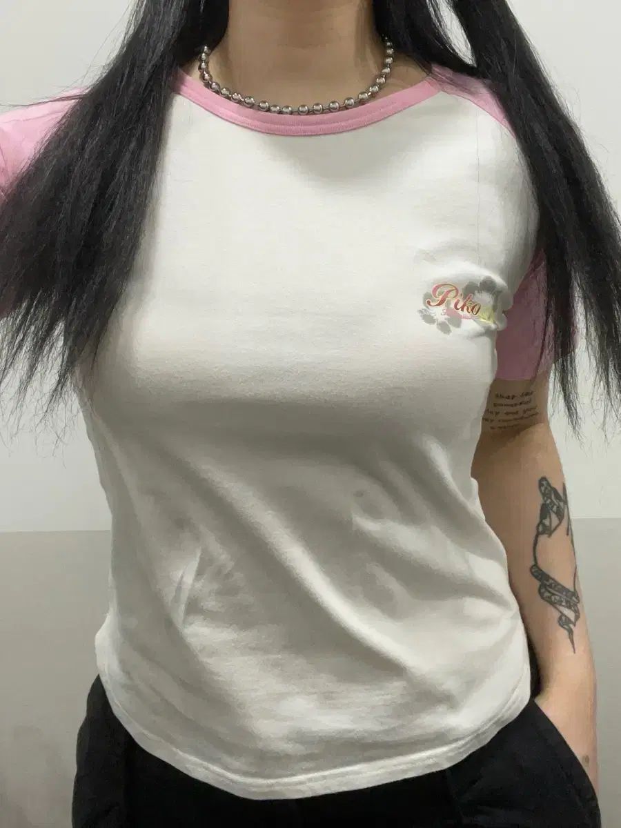 Piko ピコ ロング ボードウェア グリッター プリンティング ラグラン 半袖Tシャツ