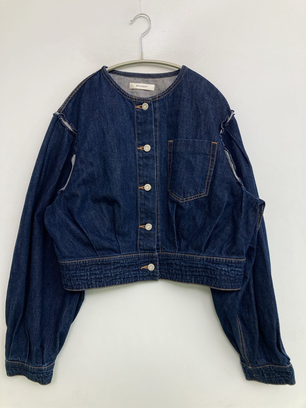 MOUSSY マウジー デニムジャケット FREE ネイビー 無地 フードなし ボタン留め