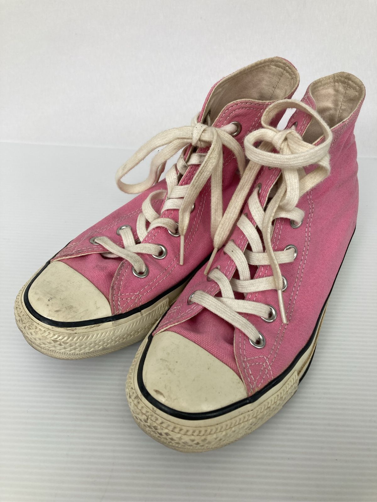 CONVERSE コンバース スニーカー 23.5 ピンク ハイカット 紐 無地 ブランドロゴ キャンバス