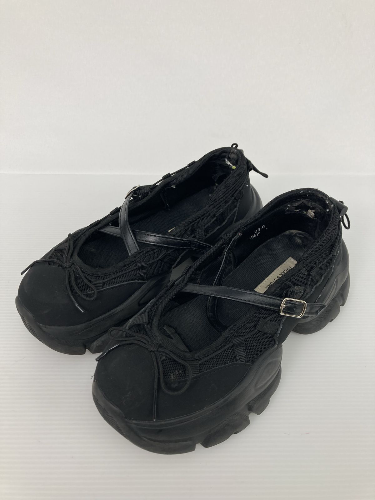 FREAK'S STORE フリークスストア その他シューズ ブラック 合成皮革/人工皮革 スエード 無地 紐なし 厚底 プレーントゥ