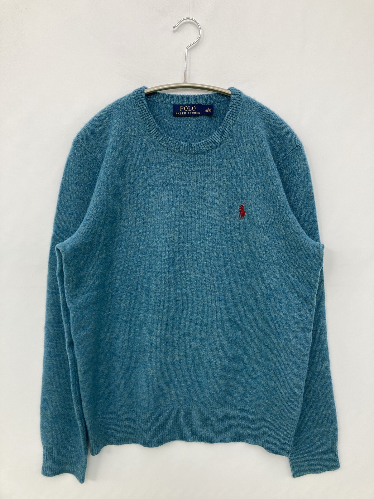Polo Ralph Lauren ポロラルフローレン ニット/セーター S ブルー ニット 無地 ワンポイント ブランドロゴ 刺繍 ミドル丈 長袖 クルーネック(丸首)