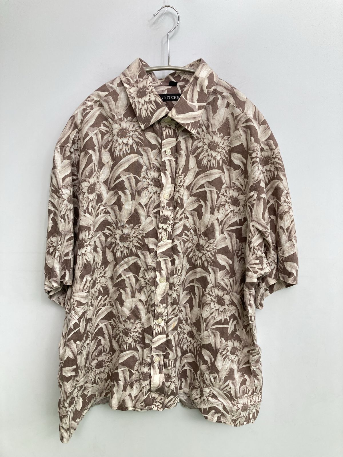 BRITCHES シャツ/ブラウス L ブラウン 花柄・ボタニカル柄 その他総柄 ミドル丈 半袖 レギュラーカラー