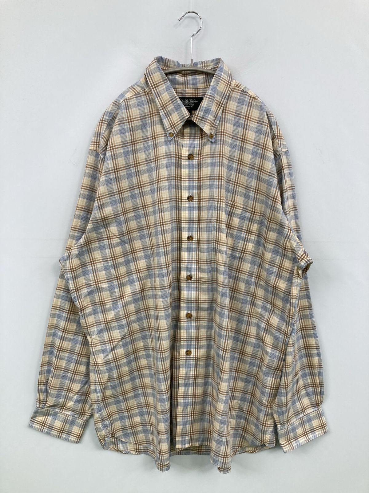 ”346” BROOKS BROTHERS シャツ/ブラウス XL/R その他 コットン カシミヤ チェック柄 ワンポイント ミドル丈 長袖 ボタンダウン