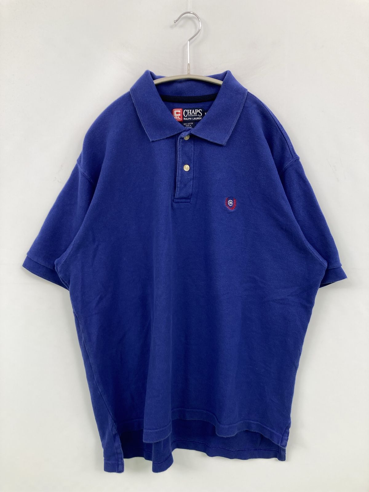 CHAPS RALPH LAUREN チャップスラルフローレン ポロシャツ M ブルー 無地 ワンポイント ブランドロゴ 半袖