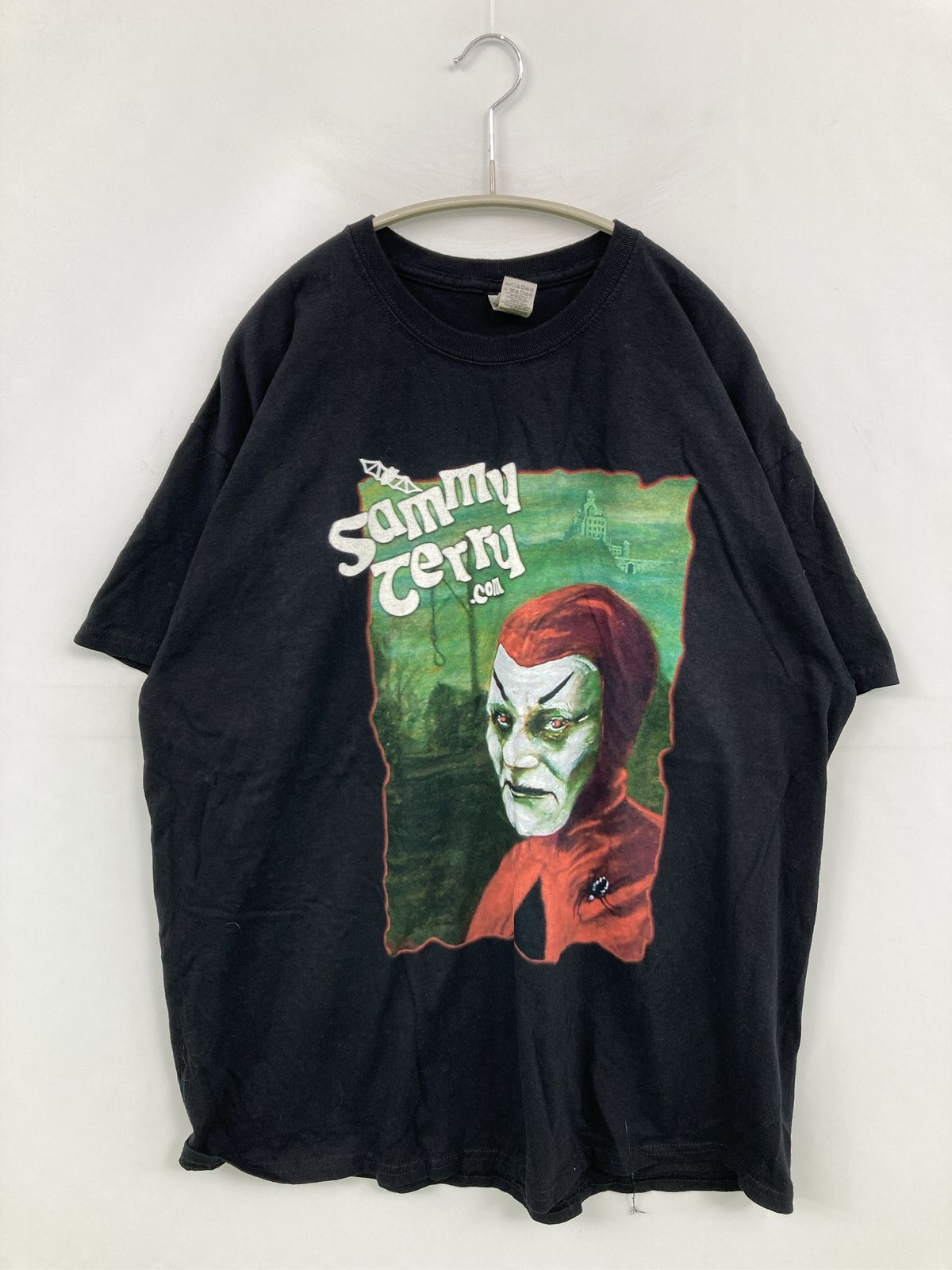 GILDAN ギルダン Tシャツ/カットソー XL ブラック 前面プリント ミドル丈 半袖 クルーネック(丸首)