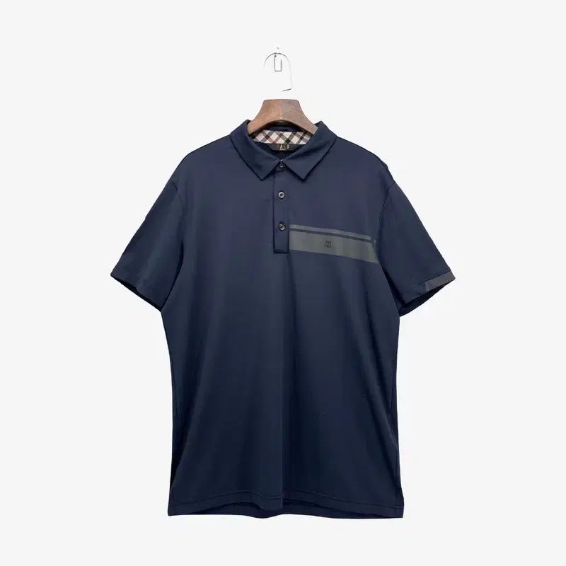 (Men 100) DAKS ゴルフ ポリエステル ブレンド カラーTシャツ ネイビー MTB0696