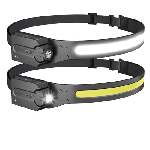 Lepro ヘッドライト 充電式 led ヘッドランプ センサー付き COB&XPE光源 ledヘッドライト 230°広角照明 防水 釣り ライト 登山 【350lm高輝度/実用点灯4-9時間/IP44防塵防水/XPE角度調整可/超軽量/集光・散光切替/4kk