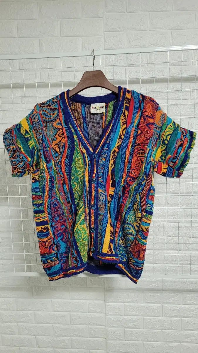 M VINTAGE 90's クージー味 3D立体 MULTI COLOR 半袖カーディガン レア物