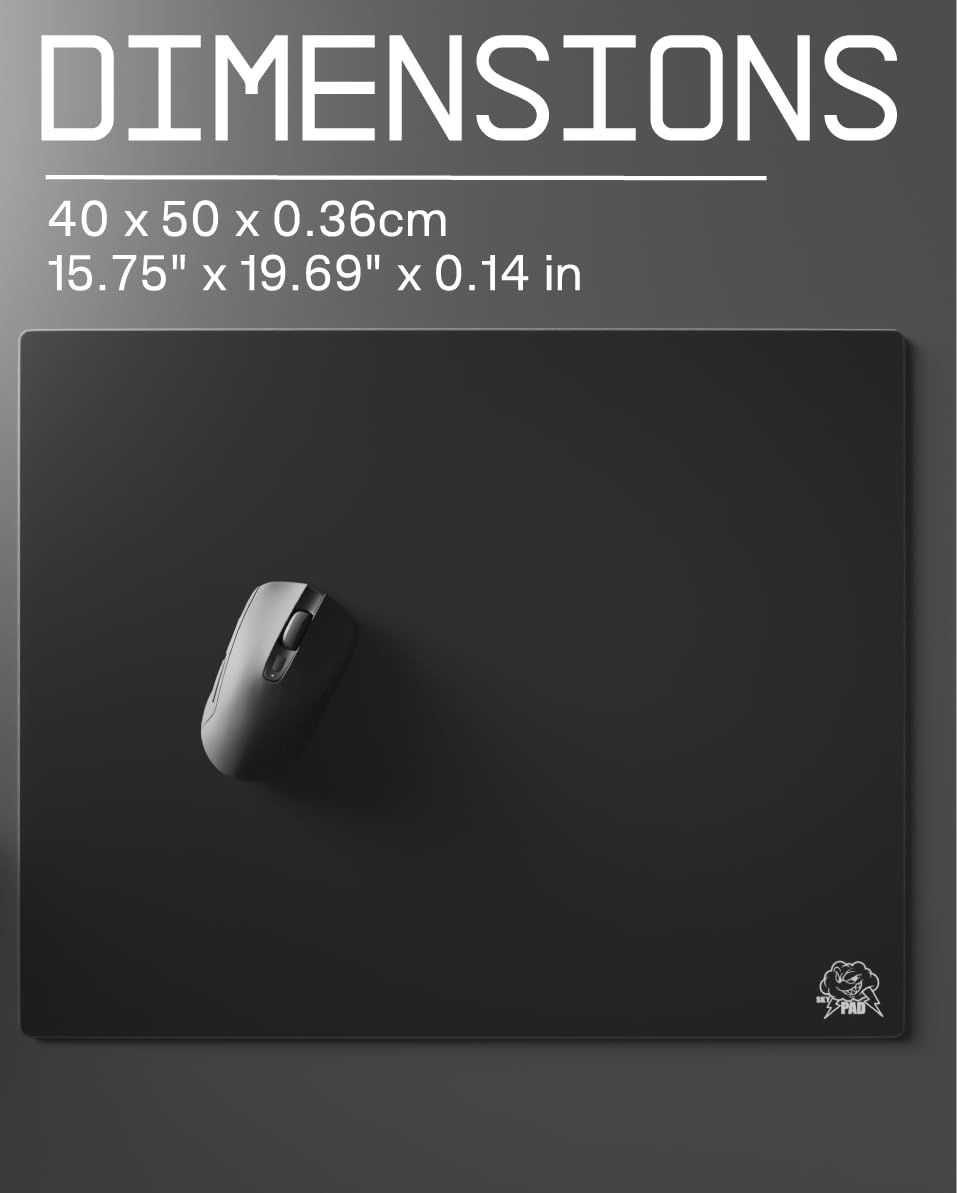 SkyPAD Glass 3.0 XL ゲーミング マウスパッド クラウド ロゴ付き |プロフェッショナル大型マウスマット | 400 x 500 mm | 黒 |精度と速度が向上した特殊なガラス表面 [ブラック]
