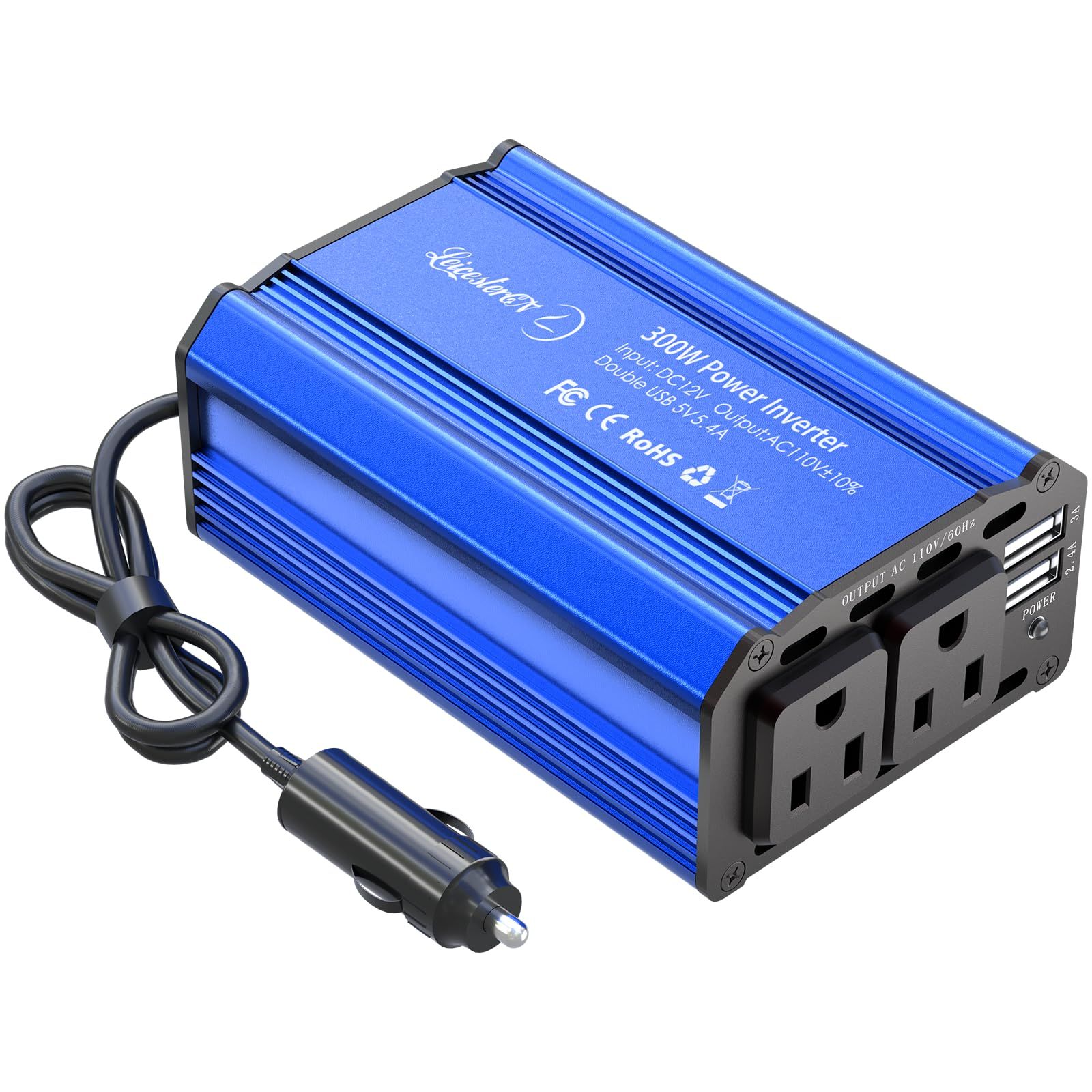 LST インバーター 300W シガーソケット コンセント 急速充電対応 カーインバーター DC12VをAC100Vに変換 車載充電器 USB-Aポート*2 AC100V電源2口 コンバーター 車 インバーター カーコンバーター 停電、車中泊、災害等 ...